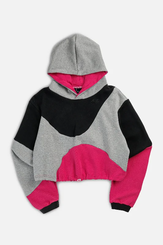 Minimalist Unisex Fashion Essentials Rework Nike Wave Crop Sweatshirt - M