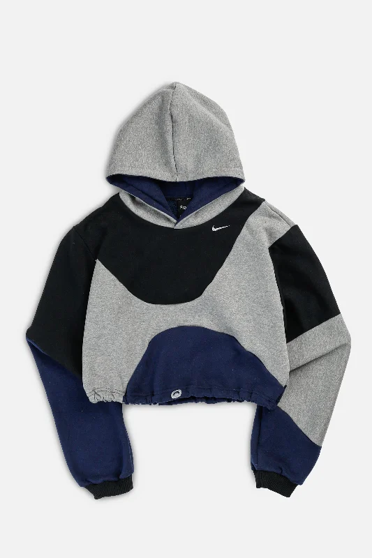 Trendy Unisex Streetwear Fashion Rework Nike Wave Crop Sweatshirt - XS