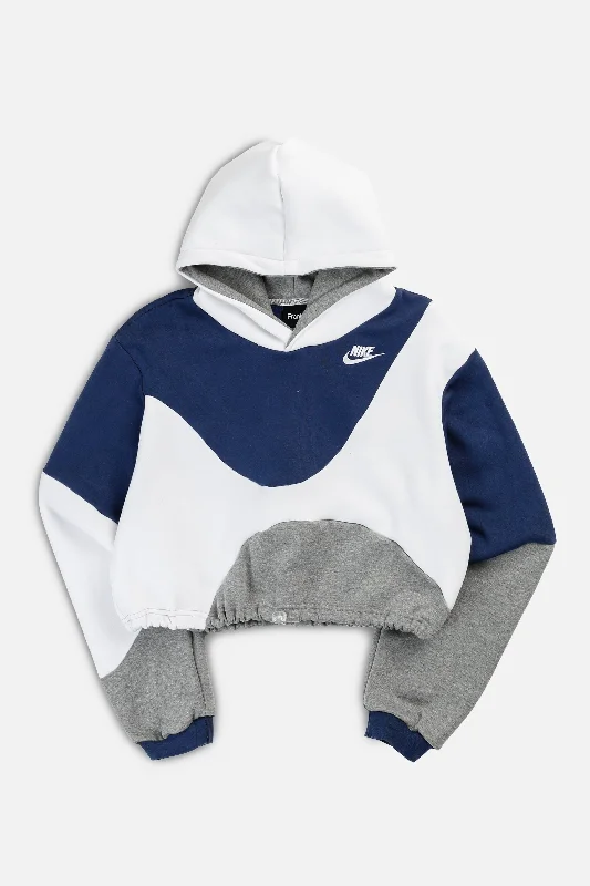 Breathable And Lightweight Unisex Wear Rework Nike Wave Crop Sweatshirt - XS