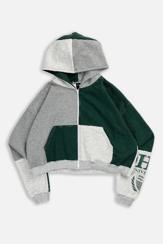 Modern Unisex Streetwear Outfits Rework Ohio University Crop Zip Hoodie - XXL
