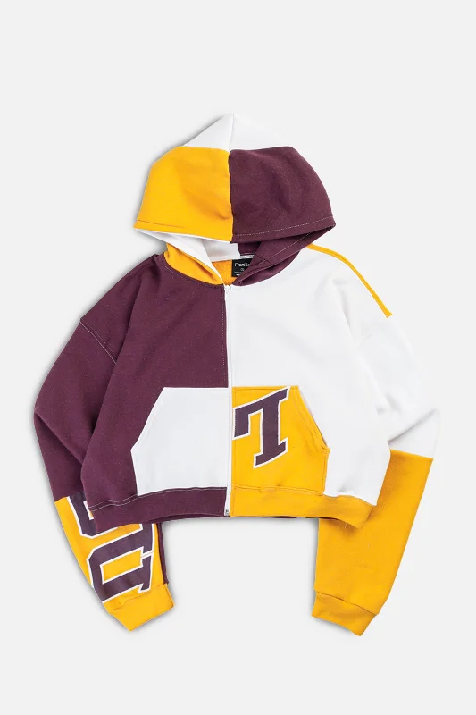 Soft And Breathable Unisex Loungewear Rework Varsity Crop Zip Hoodie - L