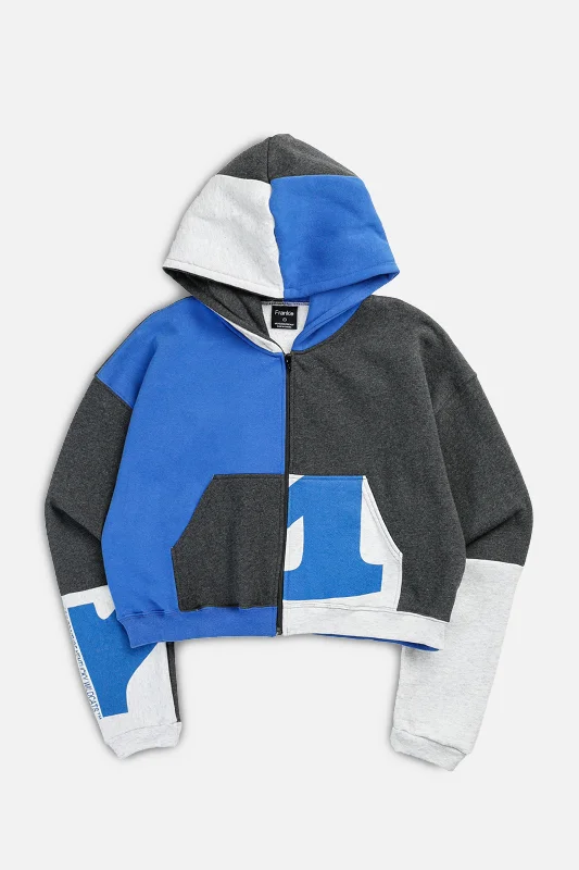 Gender-Neutral Fashion For Everyday Style Rework Varsity Crop Zip Hoodie - L