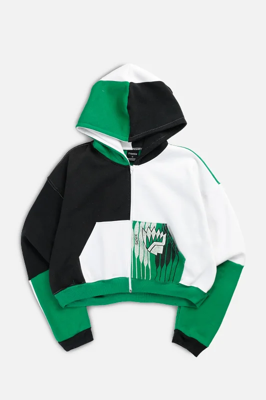 Fashion-Forward Gender-Neutral Outfit Ideas Rework Varsity Crop Zip Hoodie - L