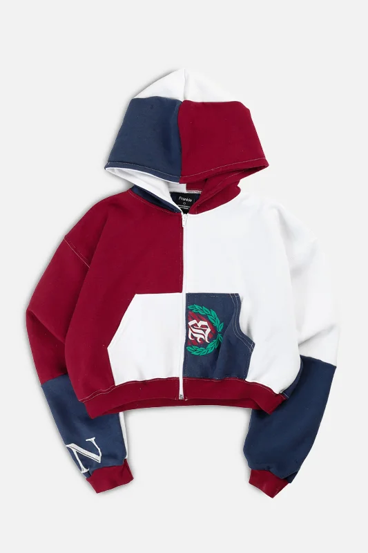 Versatile Clothing For All Genders Rework Varsity Crop Zip Hoodie - S