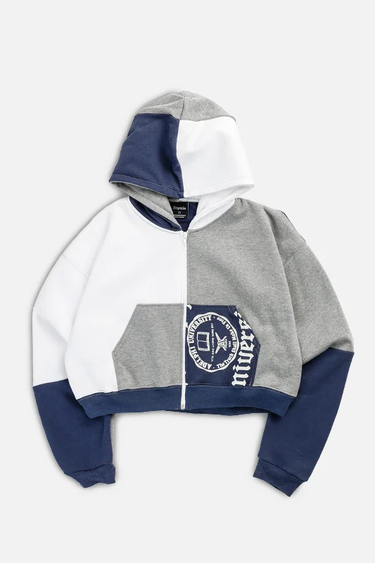 Versatile Gender-Free Wardrobe Essentials Rework Varsity Crop Zip Hoodie - S