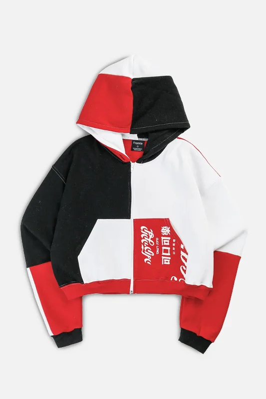 Bold And Trendy Gender-Neutral Outfits Rework Varsity Crop Zip Hoodie - S