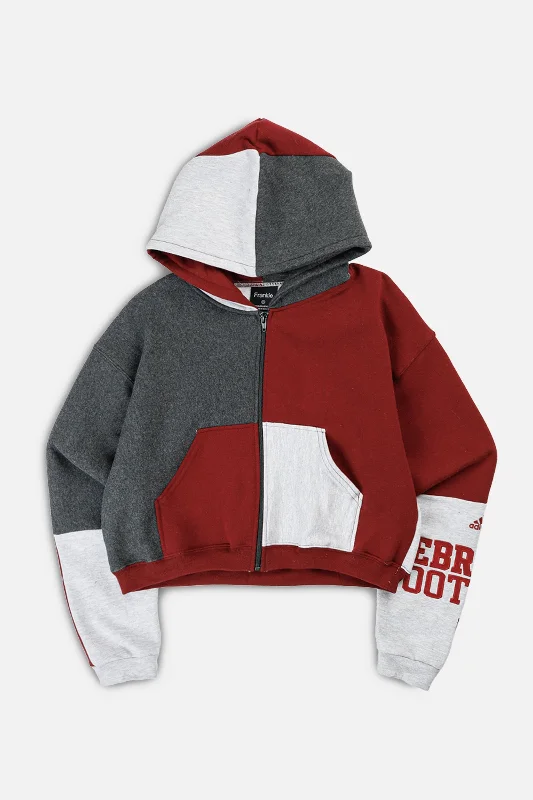 Minimalist Unisex Fashion Essentials Rework Varsity Crop Zip Hoodie - XS