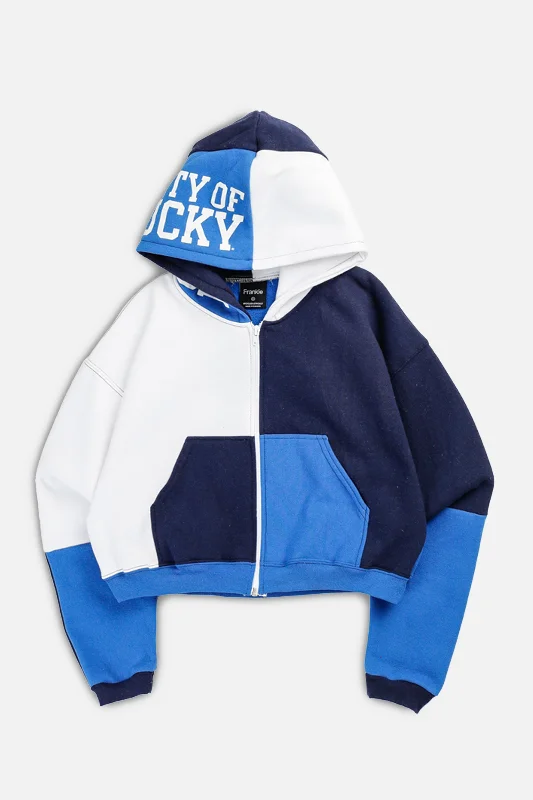 Sleek And Stylish Unisex Outerwear Rework Varsity Crop Zip Hoodie - XS