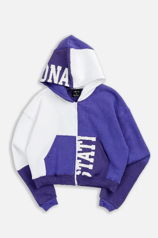 Minimalist Unisex Wardrobe Must-Haves Rework Winowa State Crop Zip Hoodie - XS