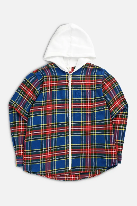 Gender-Neutral Trendy Clothing Styles Unisex Rework Hooded Flannel - M