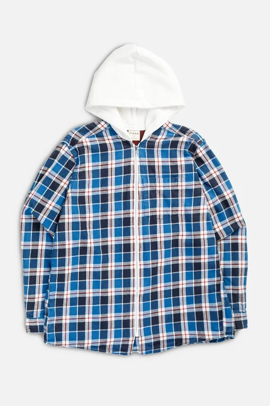 Modern Unisex Streetwear Outfits Unisex Rework Hooded Flannel - M