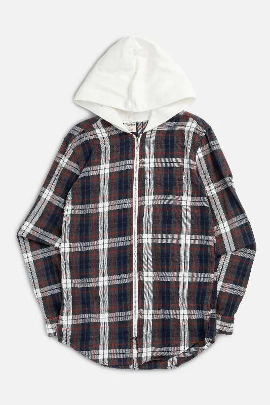 Comfortable Gender-Free Fashion Choices Unisex Rework Hooded Flannel - S