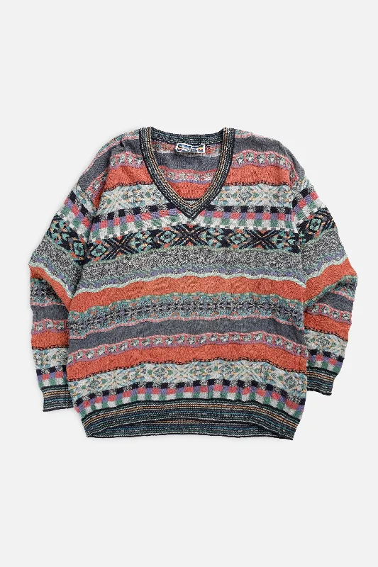 Oversized Unisex Fashion Pieces Vintage Coogi Style Knit Sweater - L
