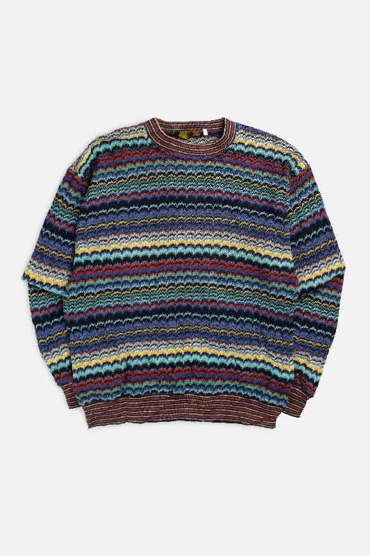 Classic Unisex Fashion Looks Vintage Coogi Style Knit Sweater - L