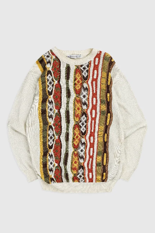 Fashion-Forward Gender-Neutral Outerwear Vintage Coogi Style Knit Sweater - M