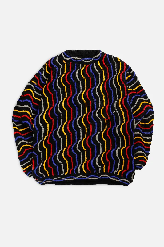 High-Quality Unisex Fashion Basics Vintage Coogi Style Knit Sweater - M
