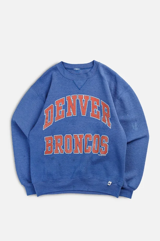 Oversized And Relaxed Unisex Fashion Vintage Denver Broncos NFL Sweatshirt - S