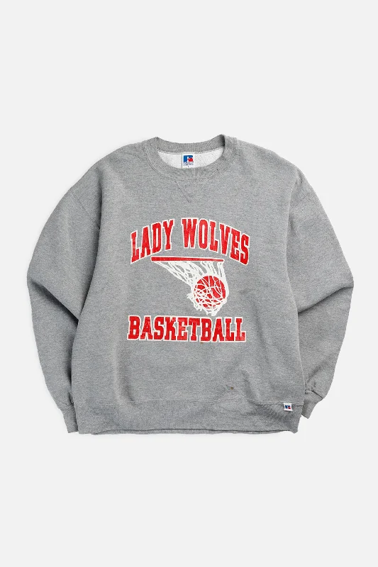 Gender-Neutral Trendy Clothing Styles Vintage Lady Wolves Basketball Sweatshirt - L