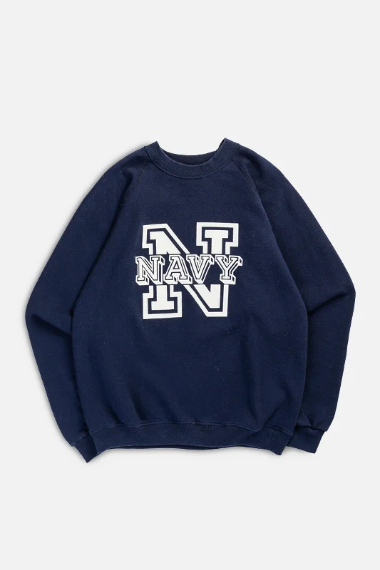 Breathable And Lightweight Unisex Wear Vintage Navy Sweatshirt - M