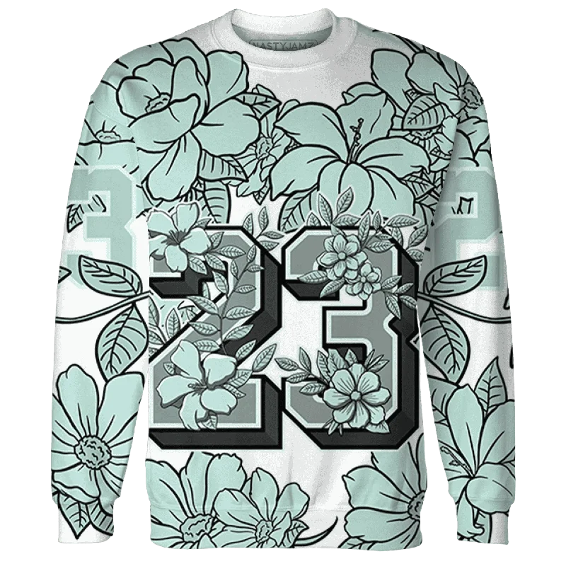 NastyJamz AF 1 Low Jade Ice White Sweatshirt Match 23 Floral Flower All-Over Print