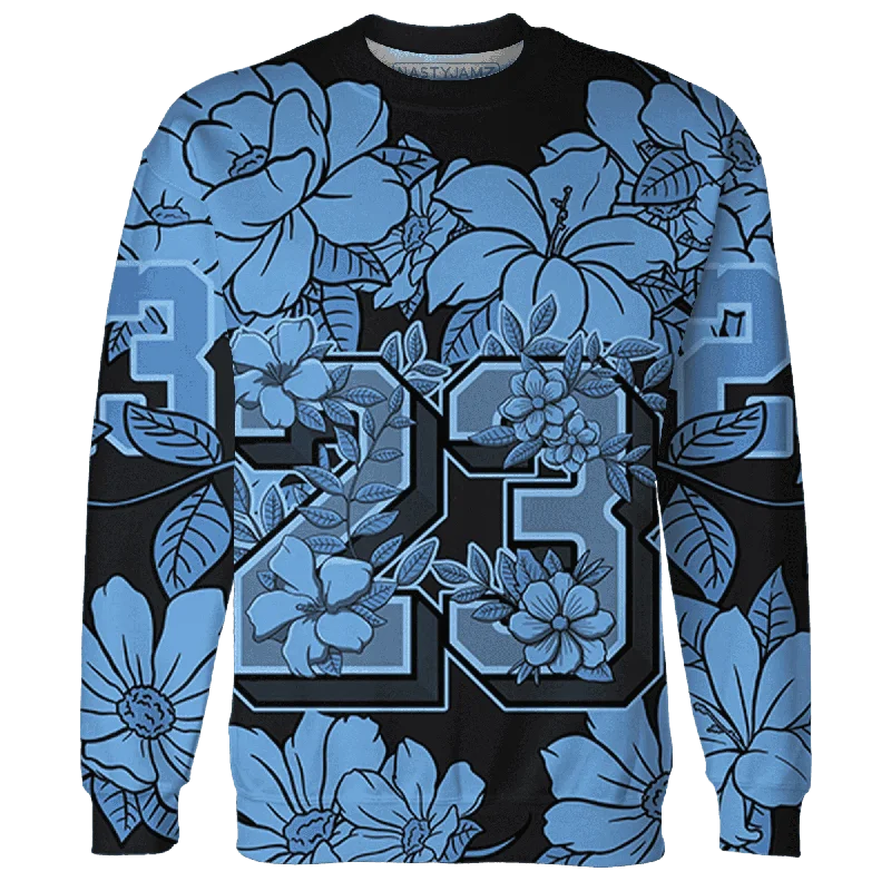 NastyJamz AM Plus Black Univercitii Blue Sweatshirt Match 23 Floral Flower All-Over Print