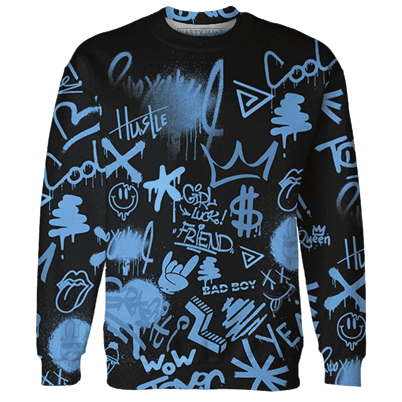 NastyJamz AM Plus Black Univercitii Blue Sweatshirt Match Graffiti King Doodle Style All-Over Print