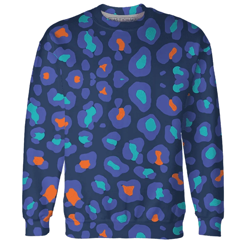 NastyJamz AM Plus Drift Midnight Navy Total Orange Dusty Cactus Sweatshirt Match Leopard Pattern All-Over Print