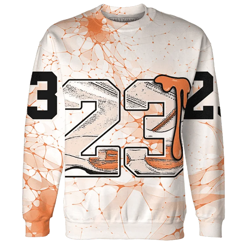 NastyJamz AM TW White Orange Sweatshirt Match 23 Sneaker All-Over Print