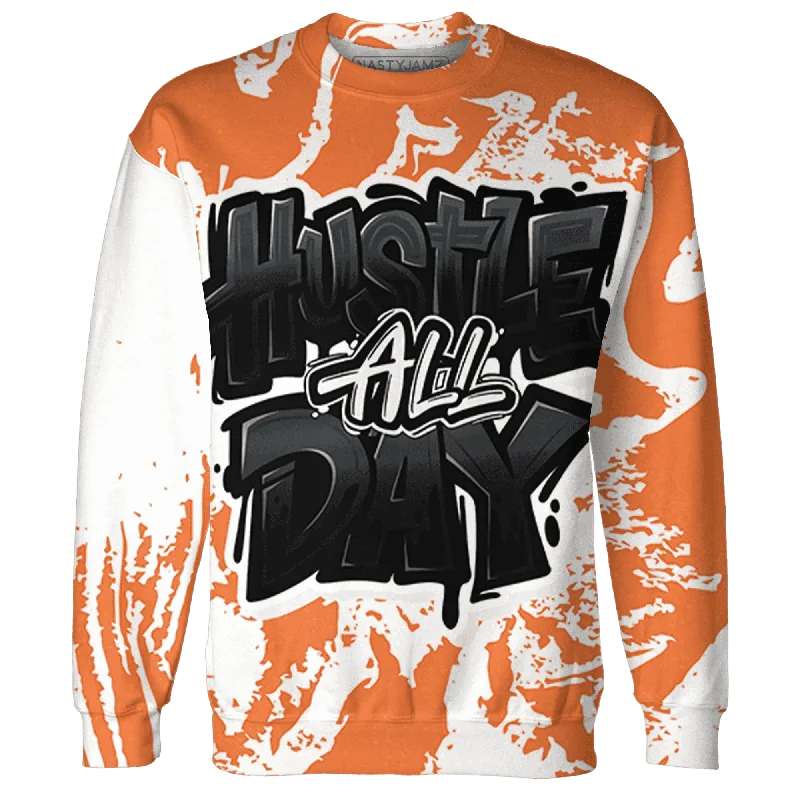 NastyJamz AM TW White Orange Sweatshirt Match Hustle All Day All-Over Print