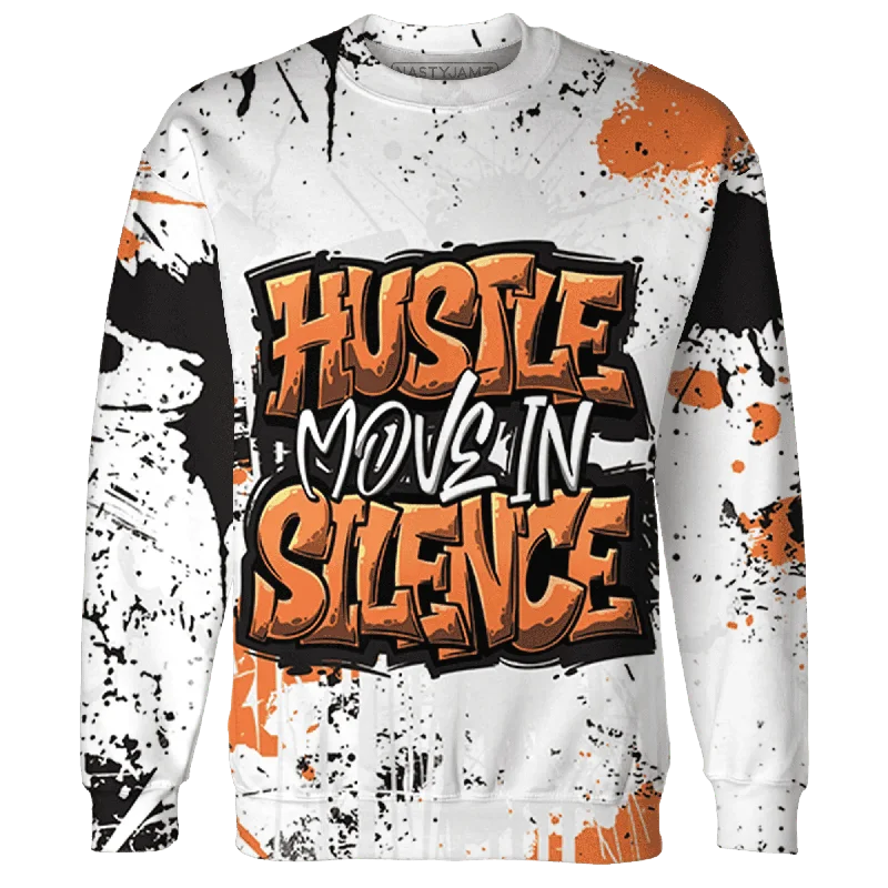 NastyJamz AM TW White Orange Sweatshirt Match Hustle Move In Silence All-Over Print