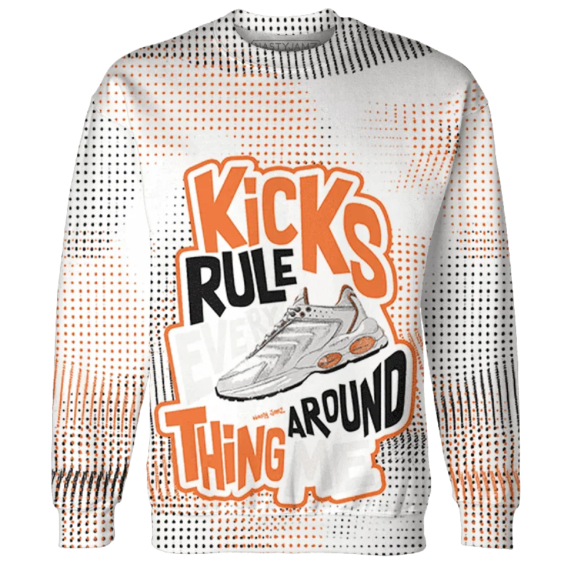 NastyJamz AM TW White Orange Sweatshirt Match Kicks Rule All-Over Print