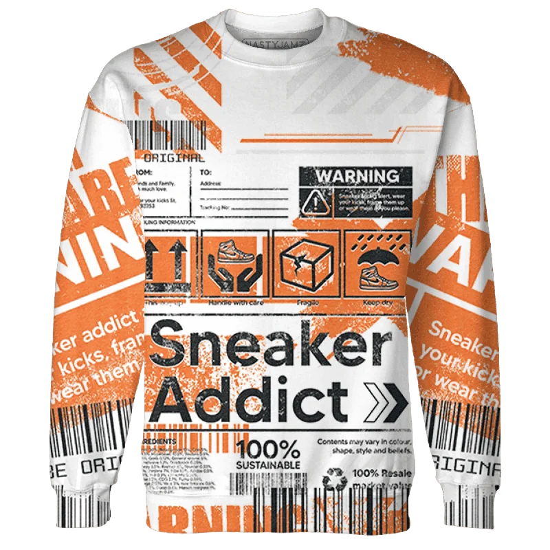Oversized And Relaxed Unisex Fashion NastyJamz AM TW White Orange Sweatshirt Match Sneaker Addict Warning All-Over Print Oversized And Relaxed Unisex Fashion NastyJamz AM TW White Orange Sweatshirt Match Sneaker Addict Warning All-Over Print