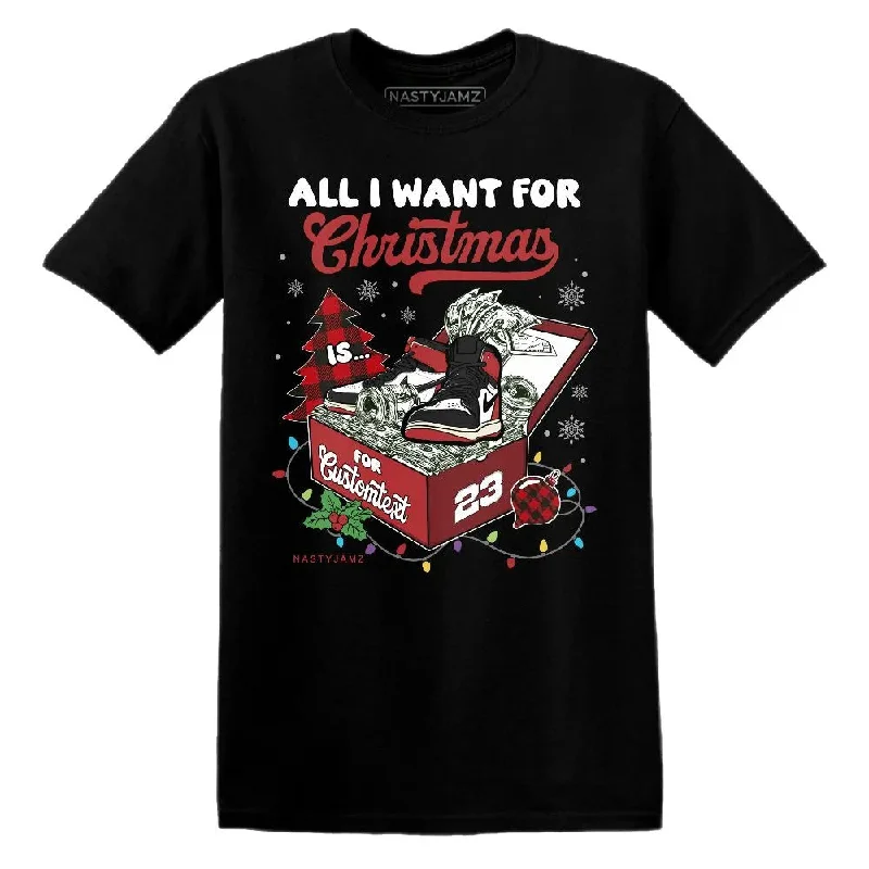 Black Toe Reimagined 1s NastyJamz T-Shirt Match Dollar Sneaker Box ChristmasText