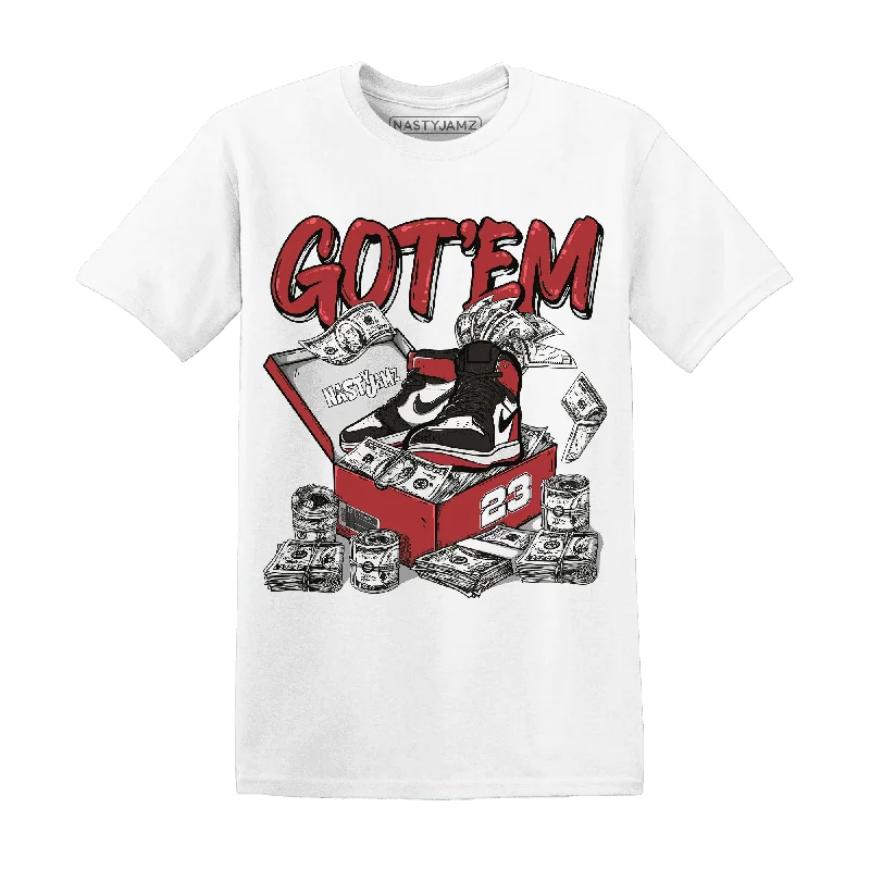 Black Toe Reimagined Red White 1s NastyJamz T-Shirt Match Dollar Sneaker Box