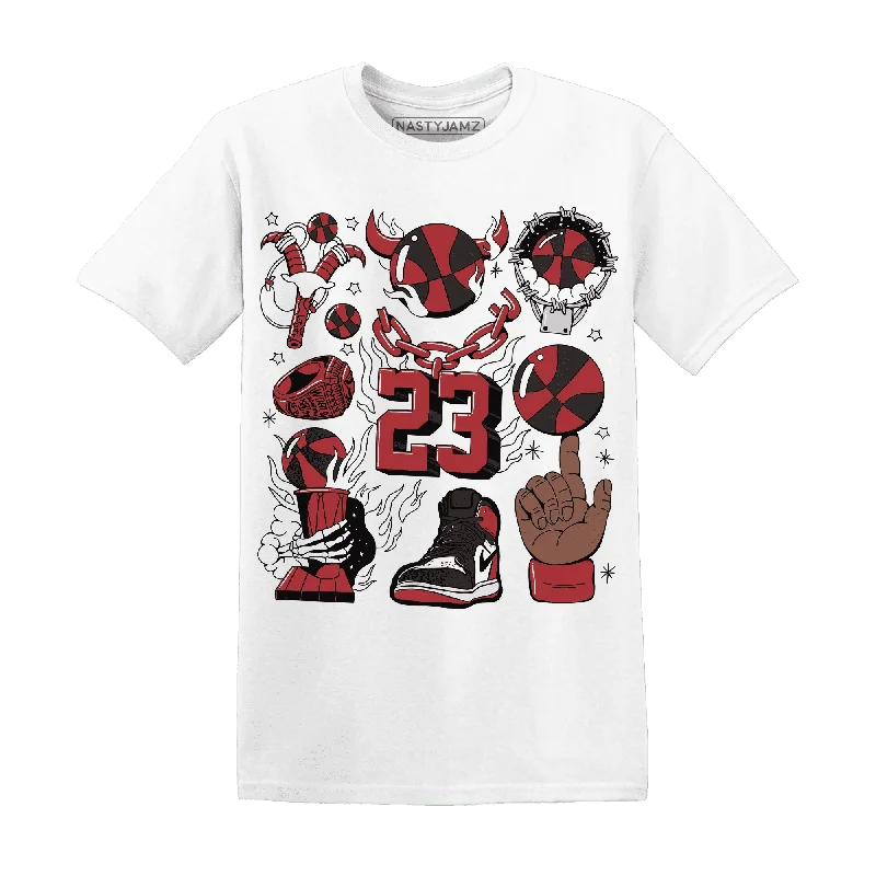 Black Toe Reimagined Red White 1s T-Shirt Match Neclaces Number 23