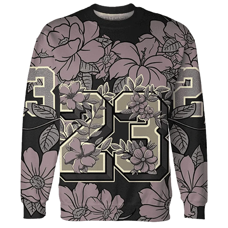 NastyJamz Black Violet Ore 3s Sweatshirt Match 23 Floral Flower All-Over Print