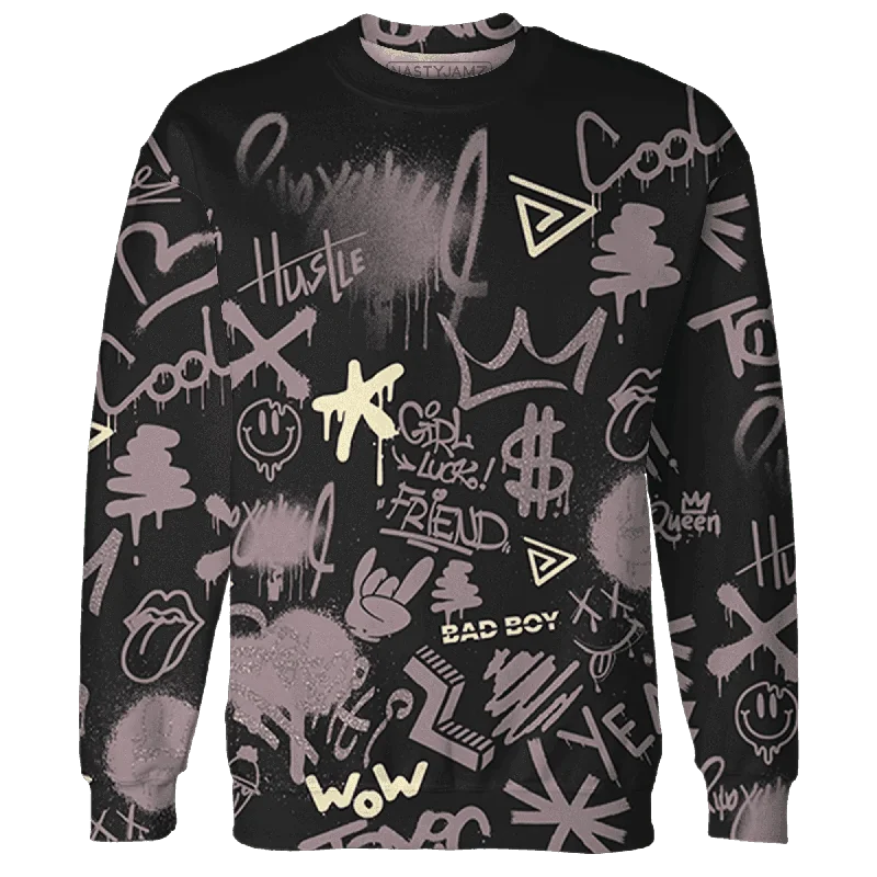 NastyJamz Black Violet Ore 3s Sweatshirt Match Graffiti King Doodle Style All-Over Print