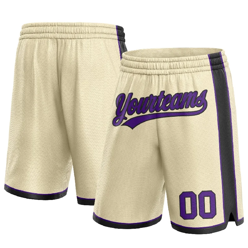 One Size Cream Purple-Black Authentic Basketball Shorts