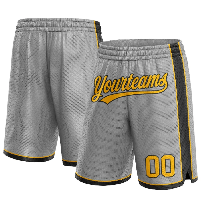 One Size Gray Gold-Black Authentic Basketball Shorts