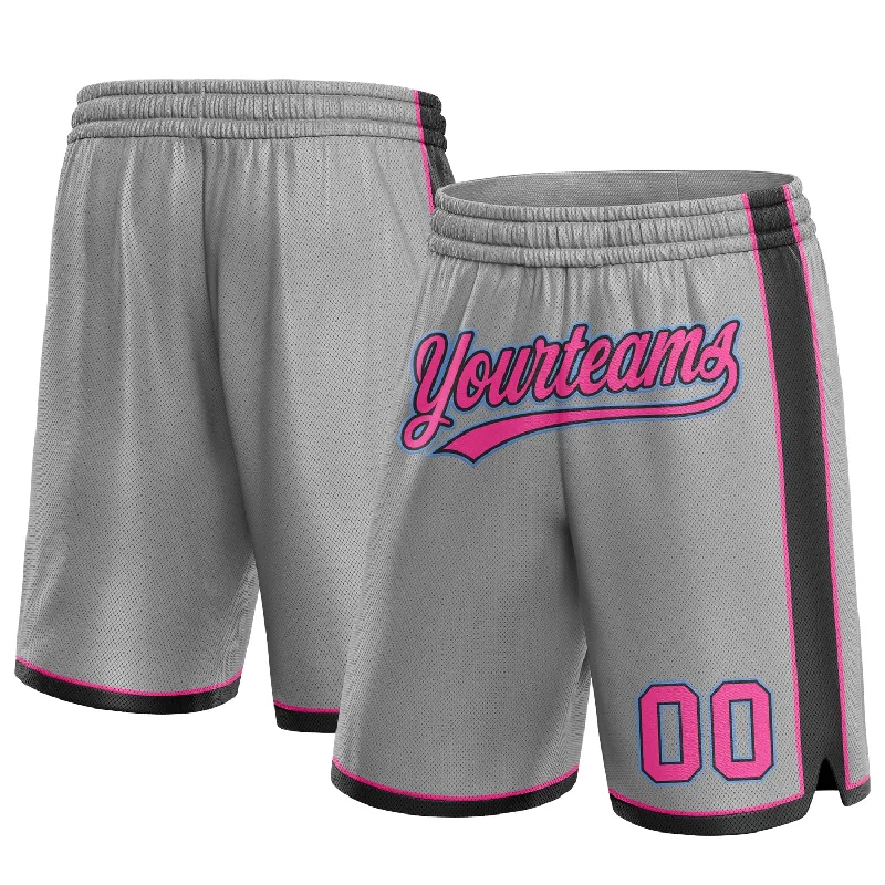 One Size Gray Pink Black-Light Blue Authentic Basketball Shorts