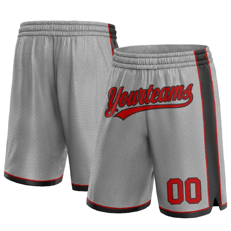 One Size Gray Red-Black Authentic Basketball Shorts