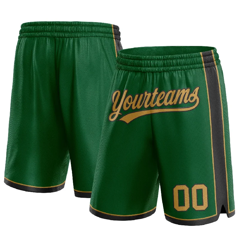 One Size Kelly Green Old Gold-Black Authentic Basketball Shorts