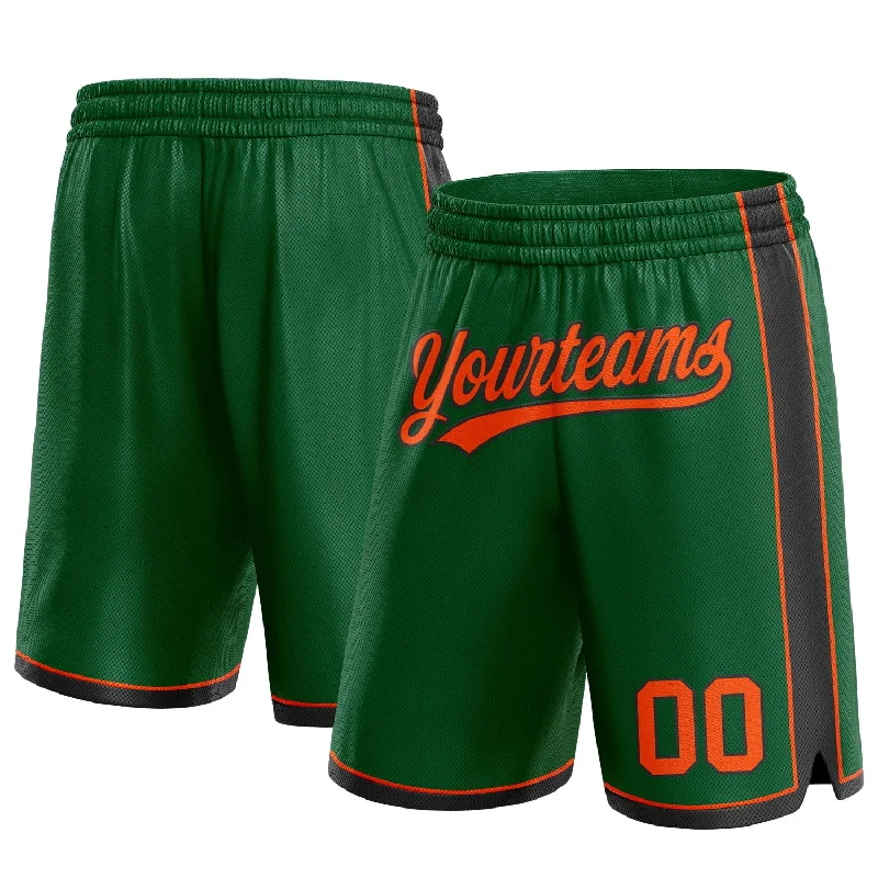 One Size Kelly Green Orange-Black Authentic Basketball Shorts