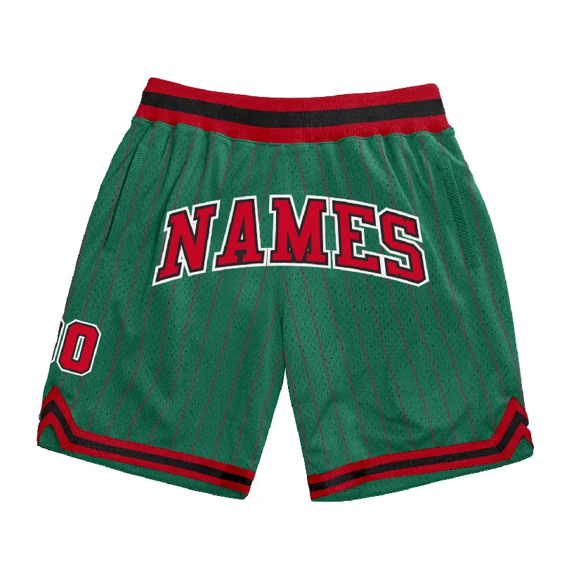 Minimalist Unisex Fashion Must-Haves One Size Kelly Green Red Pinstripe Red-Black Authentic Basketball Shorts