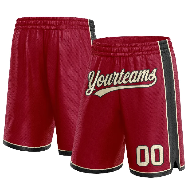 One Size Maroon Cream-Black Authentic Basketball Shorts