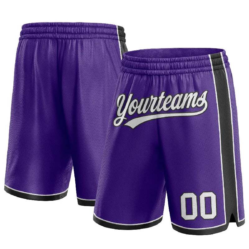 One Size Purple White-Black Authentic Basketball Shorts