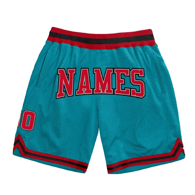 Effortless And Modern Unisex Dressing One Size Teal Red-Black Authentic Throwback Basketball Shorts Effortless And Modern Unisex Dressing One Size Teal Red-Black Authentic Throwback Basketball Shorts