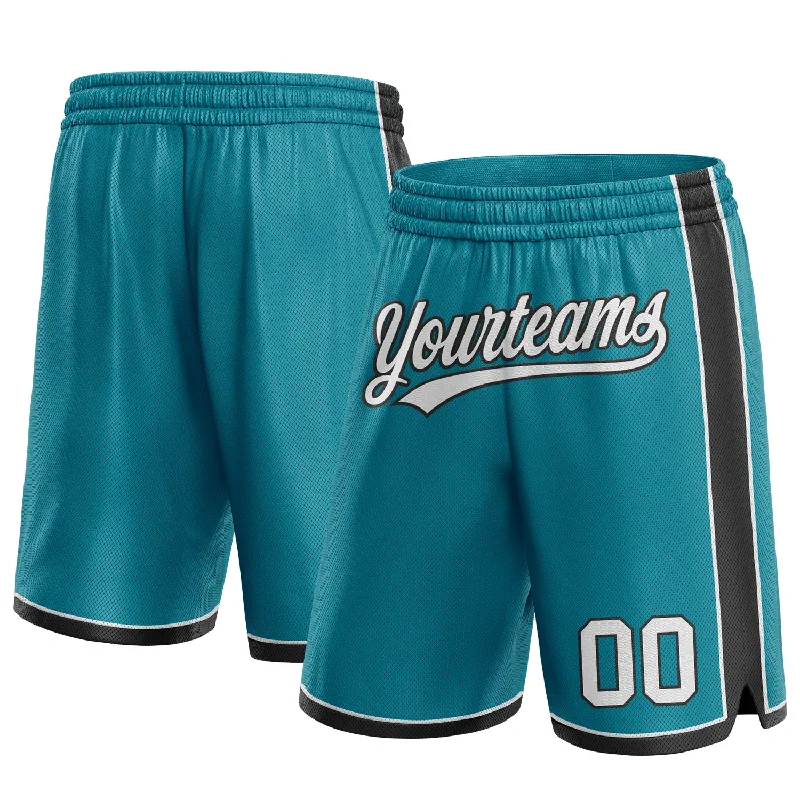 One Size Teal White-Black Authentic Basketball Shorts