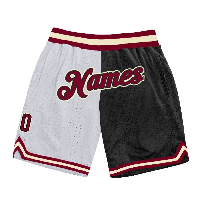 Urban-Inspired Unisex Fashion Pieces One Size White Maroon-Black Authentic Throwback Split Fashion Basketball Shorts Urban-Inspired Unisex Fashion Pieces One Size White Maroon-Black Authentic Throwback Split Fashion Basketball Shorts