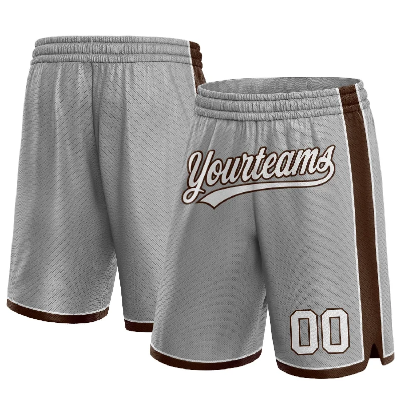 One Size Gray White-Brown Authentic Basketball Shorts